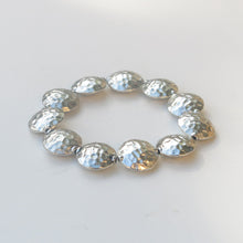Load image into Gallery viewer, Stretchy Bracelet with Pewter Beads, Textured Coins