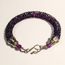 Load image into Gallery viewer, Viking Knit Bracelet, Purple Wire with Amethyst Beads