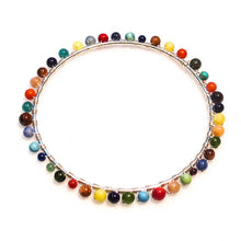Load image into Gallery viewer, Gemstones Bangle Bracelet silver bangle wrapped with multicolor gemstones