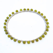 Load image into Gallery viewer, Gemstones Bangle Bracelet silver bangle wrapped with green aventurine gemstones