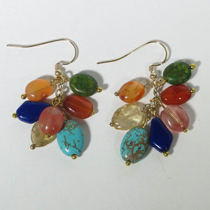 Gemstone Dangle Earrings/Mixed Gemstones