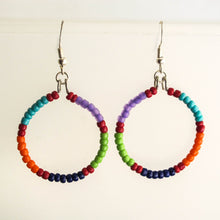 Load image into Gallery viewer, Color-Blocked Beaded Circle Earrings