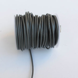 Gray Round Leather Cord, 2mm. 