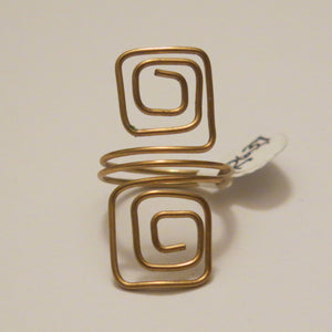 Double Squares Adjustable Wire Ring in Gold