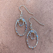 Load image into Gallery viewer, Hammered Silver Double Oval Hoop Earrings