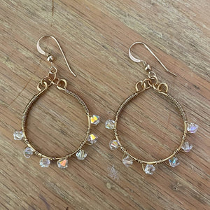 Gold & Crystal Cear Swarovski Crystal-Wrapped Full Hoop Earrings