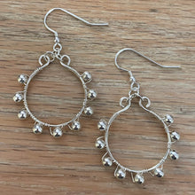 Load image into Gallery viewer, Silver Hoop Earrings Wrapped with Matching Metal Beads