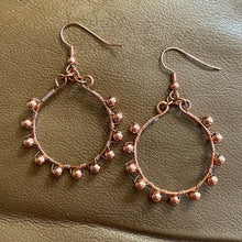 Load image into Gallery viewer, Copper Hoop Earrings Wrapped with Matching Metal Beads
