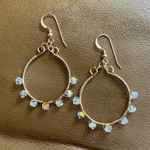 Gold and Crystal Clear Swarovski Crystal-Wrapped Full Hoop Earrings