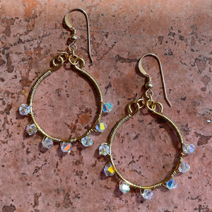 Gold and Clear Crystal Swarovski Crystal-Wrapped Full Hoop Earrings