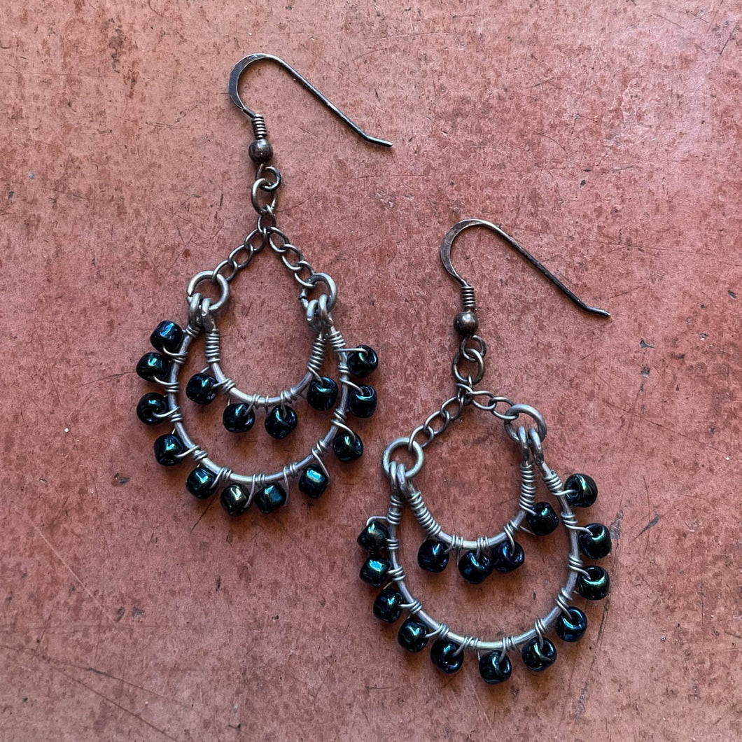 Double Hoop Earrings Wrapped with Glass Seed Beads