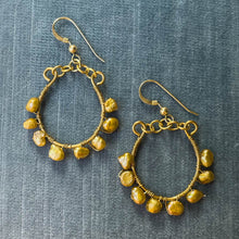Load image into Gallery viewer, Gold U-Shaped Hoop Earrings Wrapped with Freshwater Pearls 