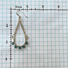 Load image into Gallery viewer, Half Hoop Earrings with Silver Chain &amp; Turquoise Swarovski Crystals