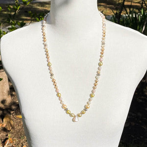Multicolor Freshwater Pearl Necklace with Pearl Teardrop Focal