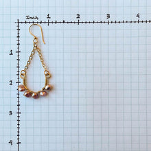 Load image into Gallery viewer, Half Hoop Earrings with Gold Chain &amp; Pink Freshwater Pearls 