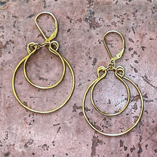Load image into Gallery viewer, Gold Double Hoop Earrings, Hand-shaped