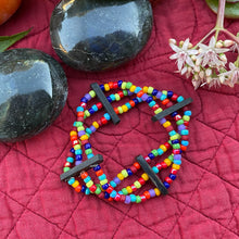 Load image into Gallery viewer, Confetti 3-Strand Beaded Stretch Bracelet with Horn Spacers