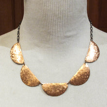 Load image into Gallery viewer, Half Moon Hammered Copper Cutouts Necklace