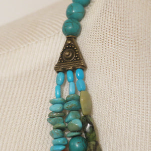 3 Layered Beaded Necklace with turquoise and silver finding