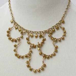 6-Loop Gold Pearl Necklace