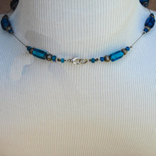 Load image into Gallery viewer, Floating Design Beading Wire Necklace with turquoise and silver beads