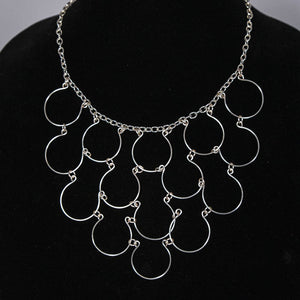 15-Loop Wire Necklace with chain, silver