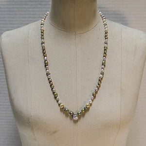 Multicolor Freshwater Pearl Necklace with Pearl Teardrop Focal