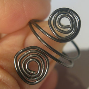 Hematite Double Spirals Adjustable Wire Ring