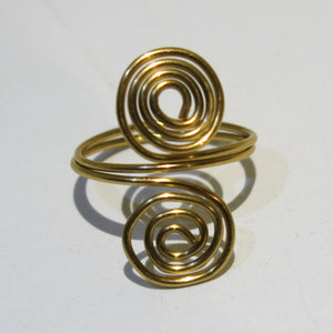 Gold Double Spirals Adjustable Wire Ring
