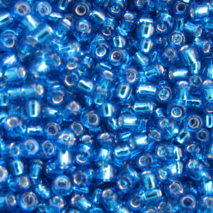 Silver Lined Turquoise Seed Beads, Size #6 