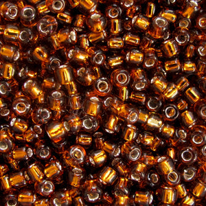 Silver-Lined Root Beer Seed Beads, Size #6 