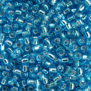 Silver-Lined Aqua Seed Beads, Size #6 