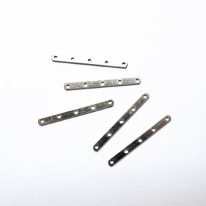 Spacers, Metal, 5-Hole, Silver
