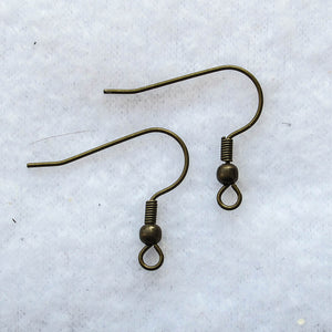 French Hook Earring Wires, Antique Brass