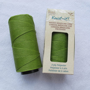 Knot-it! Brazilian waxed polyester cord .7mm 100 grams spring green