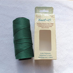 Knot-it! Brazilian waxed polyester cord .7mm 100 grams forest green