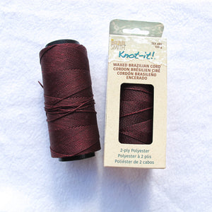 Knot-it! Brazilian waxed polyester cord .7mm 100 grams burgundy