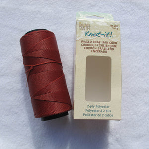 Knot-it! Brazilian waxed polyester cord .7mm 100 grams brick red
