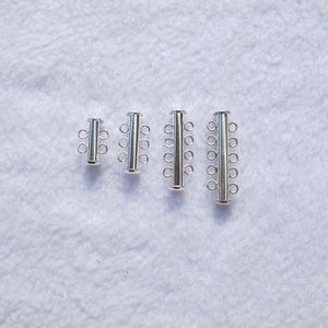 Silver Multi-Strand Slide-Lock Clasps with Horizontal Loops