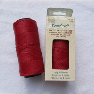 Knot-it! Brazilian waxed polyester cord .7mm 100 grams red