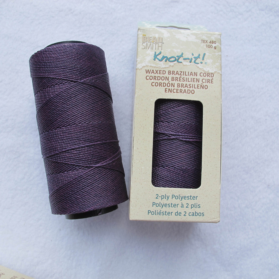 Knot-it! Brazilian waxed polyester cord .7mm 100 grams plum