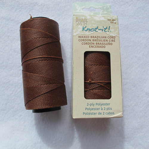 Knot-it! Brazilian waxed polyester cord .7mm 100 grams brown