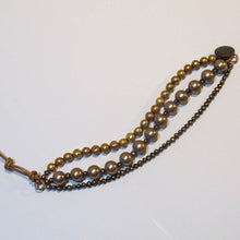 Load image into Gallery viewer, Multi-Strand Pearl Bracelet with Leather Accent