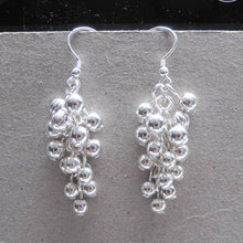 Load image into Gallery viewer, Silver-Dipped Grape Cluster Earrings