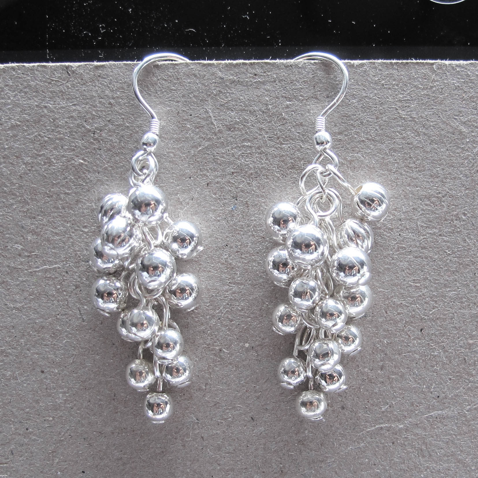Grape Cluster Earrings with gold- or silver-dipped metal beads 