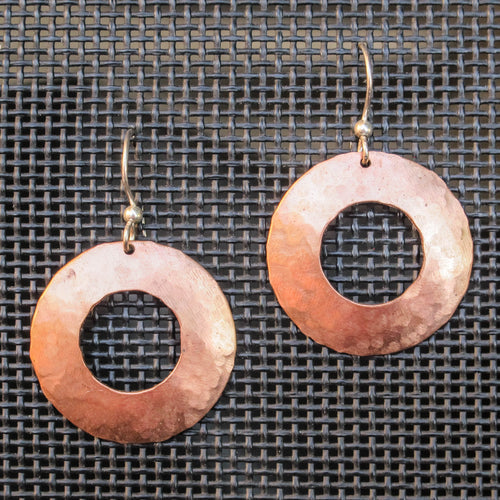 Copper Donuts Metal Earrings