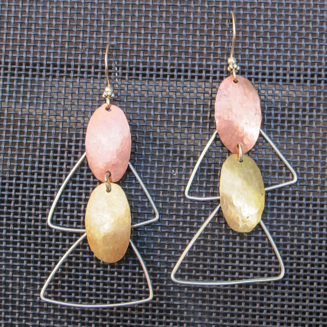 Ovals & Triangles Mixed Metals Earrings