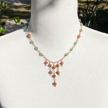 Load image into Gallery viewer, Green and Copper Medieval Princess Pearl Necklace 