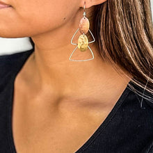 Load image into Gallery viewer, Wire triangles with copper and brass ovals earrings