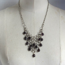 Load image into Gallery viewer, Japanese Weave Chain Maille Bib Necklace with Garnets